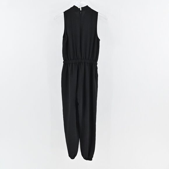 GILLI Jumpsuit Womens Size S Black Sleeveless Mock Neck Drawstring Waist Jogger‎ - Picture 5 of 14
